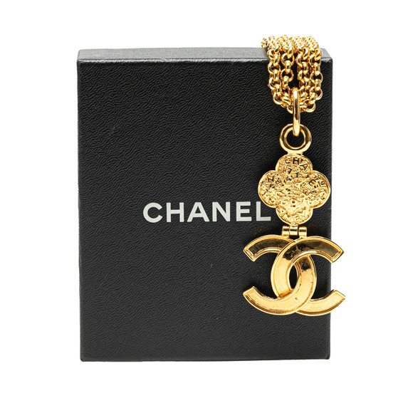 Pre-Loved Chanel Gold Plated Double Chain CC Pendant Necklace